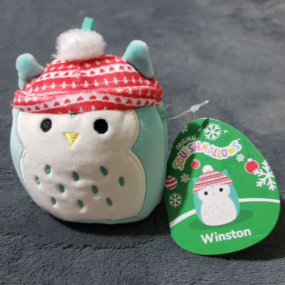 Winston Blue owl 3.5" squishmallows plush Christmas ornament NWT 2023